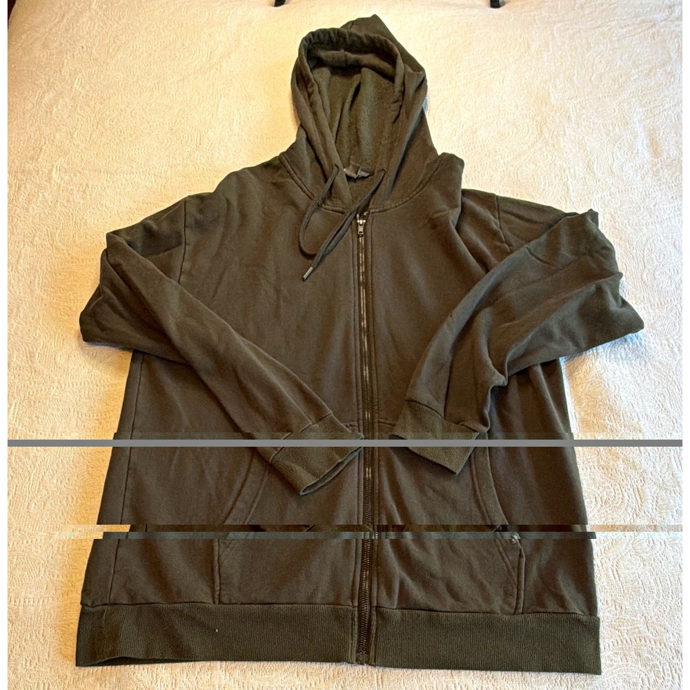 Eddie Bauer Mens Hoodie L Green Solid Fleece Full Zip Hooded Pockets RN157622